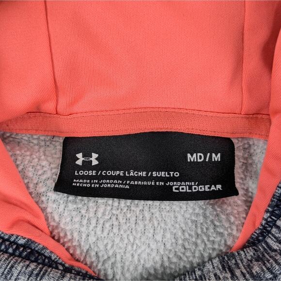 Under Armour ColdGear Fleece Hoodie Sweatshirt Activewear Cozy Blue Pink Medium - Picture 8 of 11